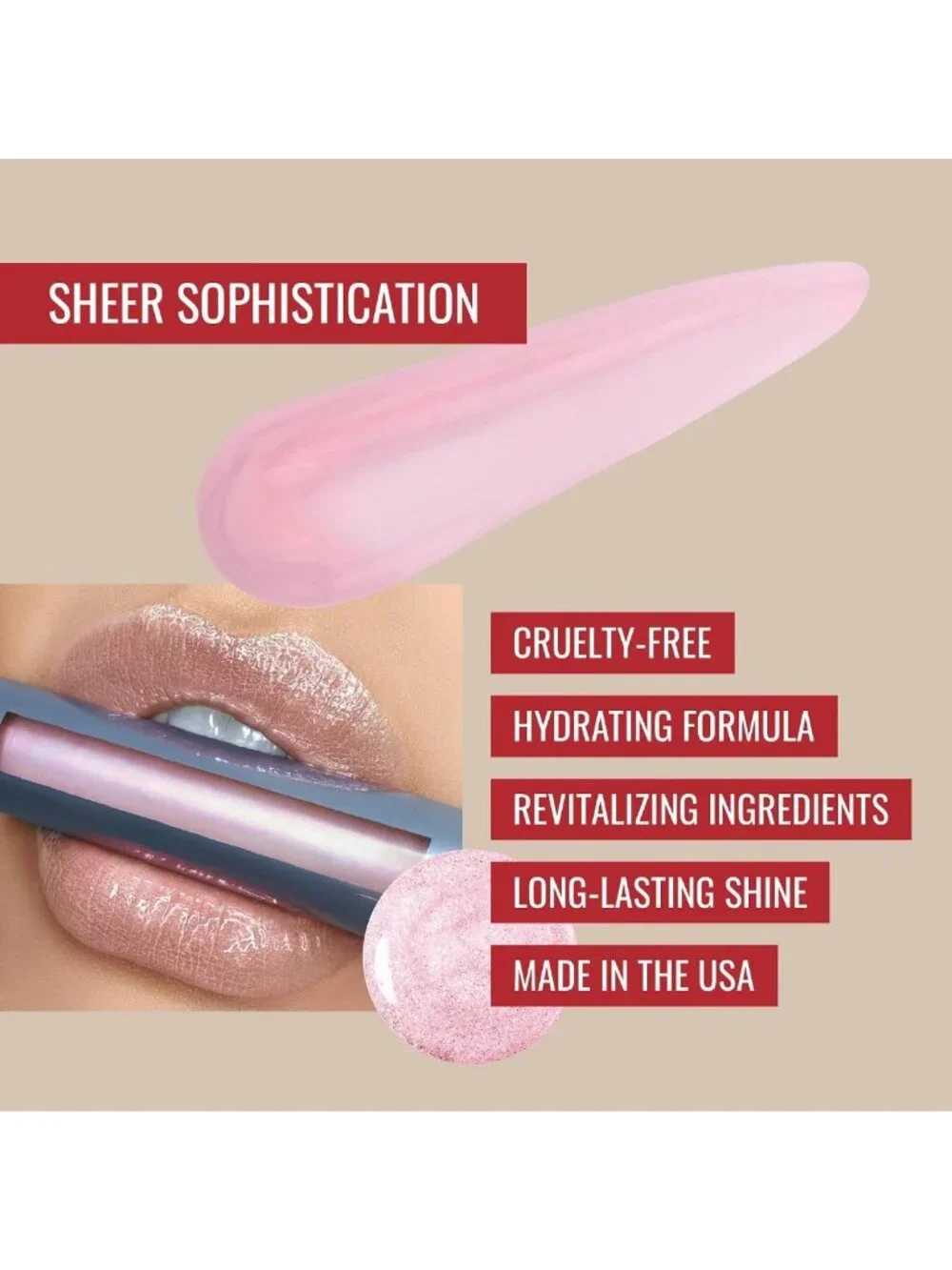 Sheer Pearly Pale-Pink Hydrating Shimmer Lip Gloss & Matte Blush-Pink Liner Set